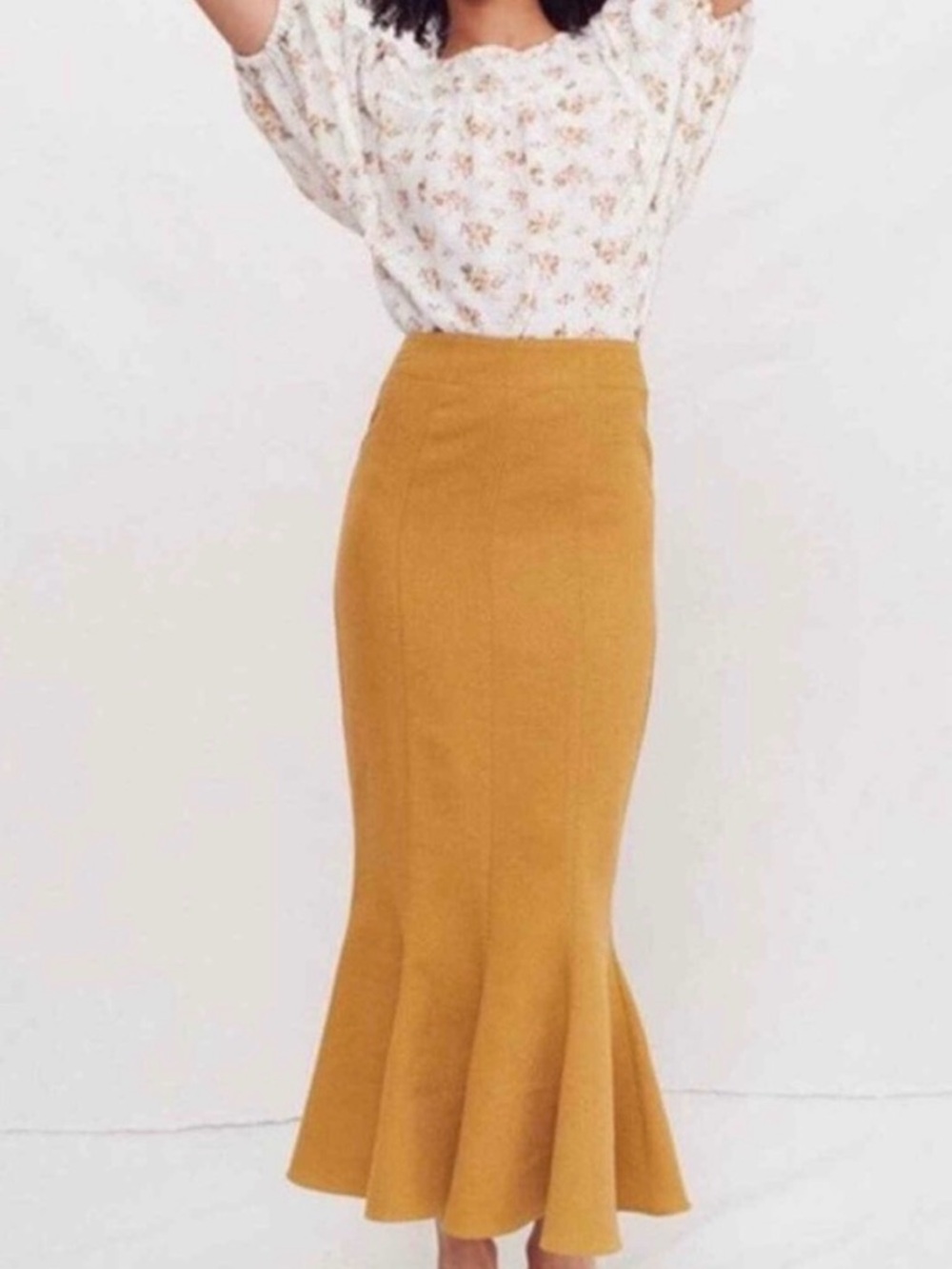 Christy Dawn High-Waist Mustard Mermaid Midi Skirt